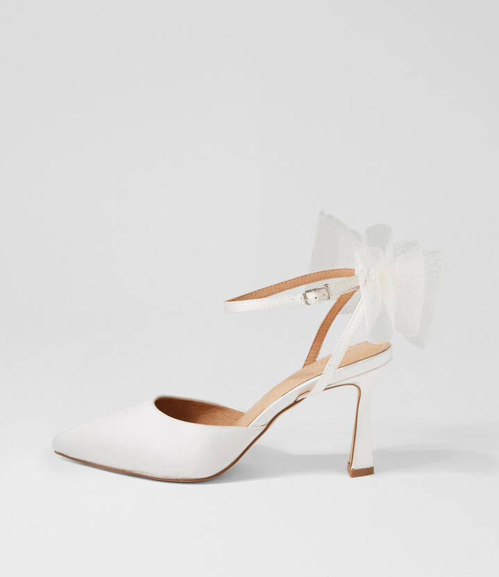 Image of Heels. Productname: Truelove White Satin Heels in WHITE colour by brand - MOLLINI
