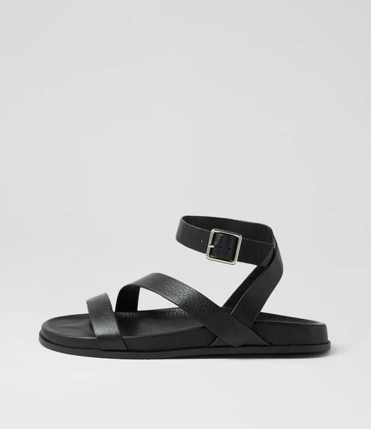 Image of Sandals. Productname: Hilroa Black Leather Sandals in BLACK-BLACK SOLE colour by brand - MOLLINI