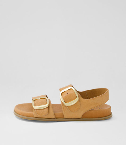 Image of Sandals. Productname: Noele Dark Tan Leather Sandals in DK TAN-DK TAN SOLE colour by brand - MIDAS