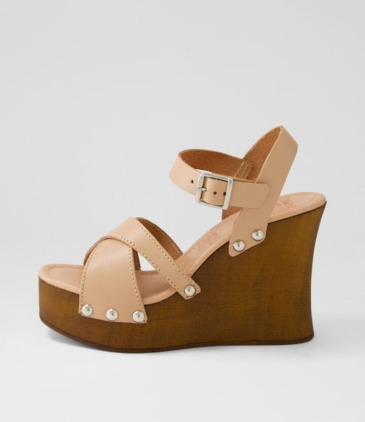 Image of Sandals. Productname: Jordan Nude Leather Sandals in NUDE colour by brand - MOLLINI