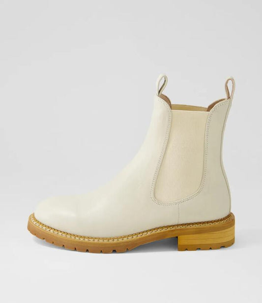 Image of Boots. Productname: Rokkie Oatmilk Light Natural Leather Chelsea Boots in OATMILK-LT NATURAL HEEL colour by brand - MIDAS