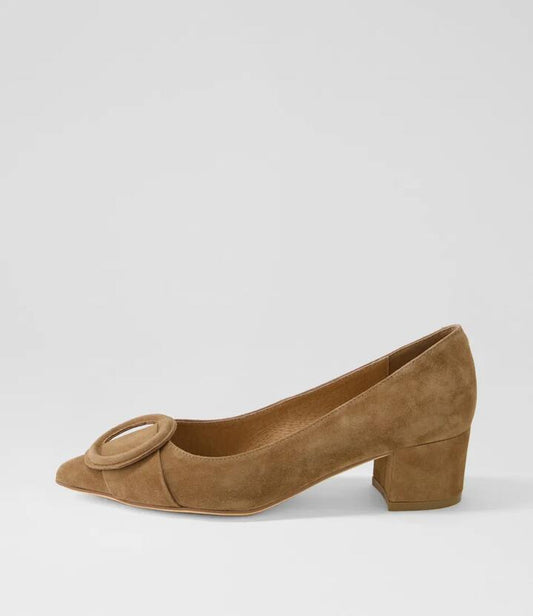 Image of Heels. Productname: Ameerie Light Choc Suede Heels in LT CHOC colour by brand - MIDAS
