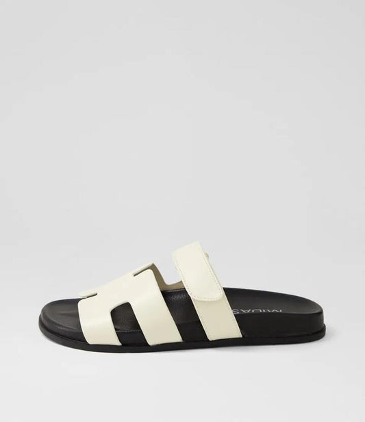 Image of Sandals. Productname: Holnes Mi Cream Black Sole Leather Cream Black Sole in CREAM-BLACK SOLE colour by brand - MIDAS
