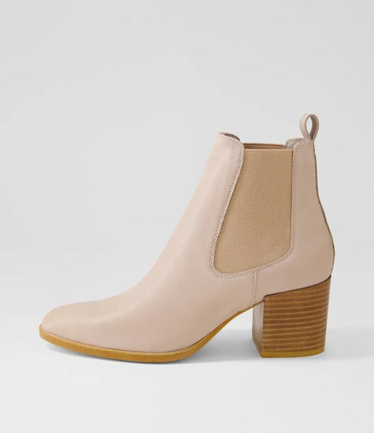 Image of Boots. Productname: Zymba Cappuccino Natural Heel Leather Chelsea Boots in CAPPUCCINO-LT NATURAL HEEL colour by brand - MIDAS