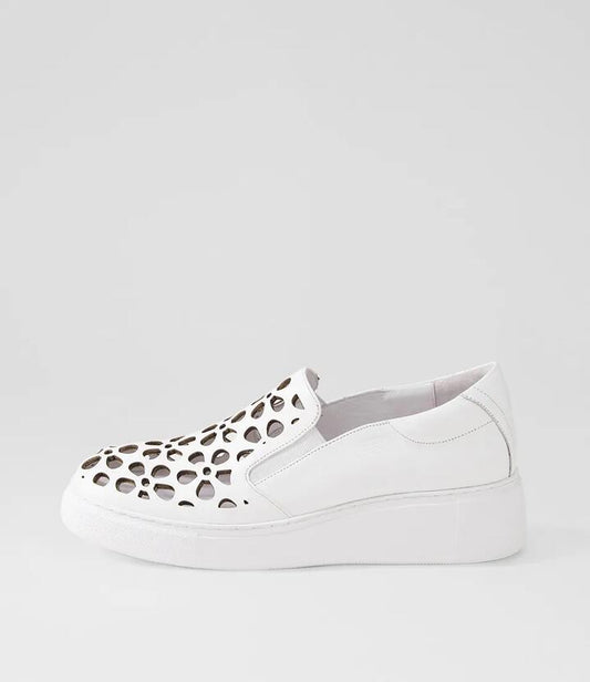 Image of Sneakers. Productname: Yarra White Leather Sneakers in WHITE-WHITE SOLE colour by brand - MIDAS