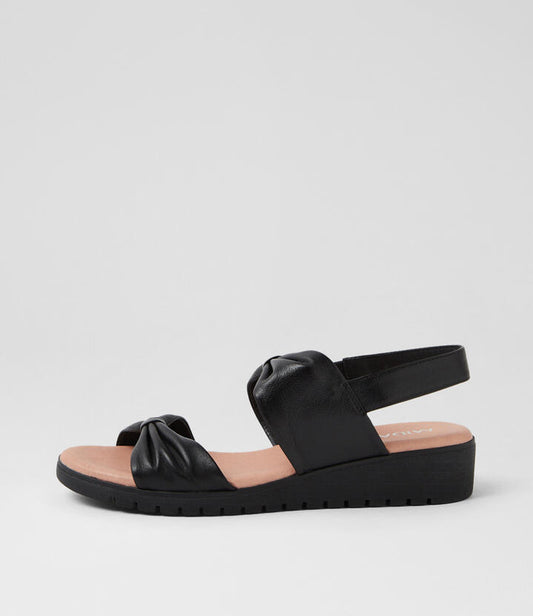 Image of Sandals. Productname: Messila Black Leather Sandals in BLACK-BLACK SOLE colour by brand - MIDAS