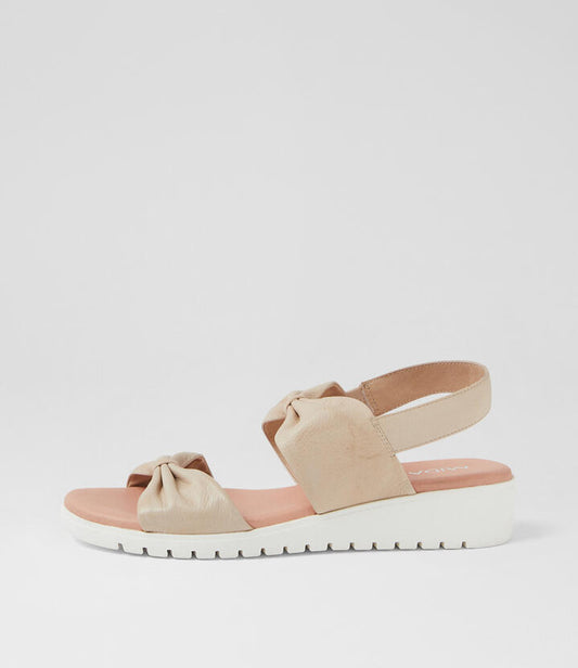 Image of Sandals. Productname: Messila Camel White Leather Sandals in CAMEL-WHITE SOLE colour by brand - MIDAS