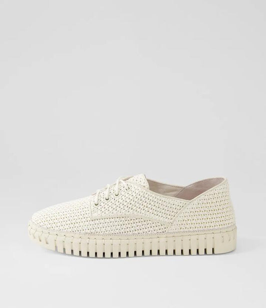 Image of Sneakers. Productname: Hamner Nougat Synthetic Raffia Sneakers in NOUGAT colour by brand - MIDAS