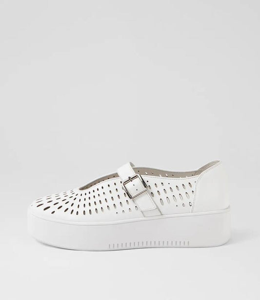 Image of Sneakers. Productname: Wolla White Leather Sneakers in WHITE-WHITE SOLE colour by brand - MIDAS