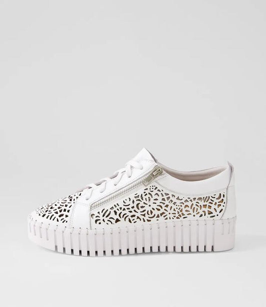 Image of Sneakers. Productname: Bamtes White Leather Sneakers in WHITE-WHITE SOLE colour by brand - MIDAS