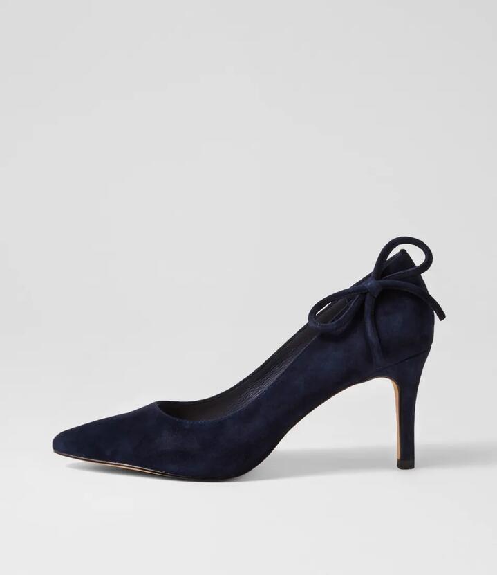 Image of Heels. Productname: Badere Navy Suede Heels in Navy colour by brand - MIDAS
