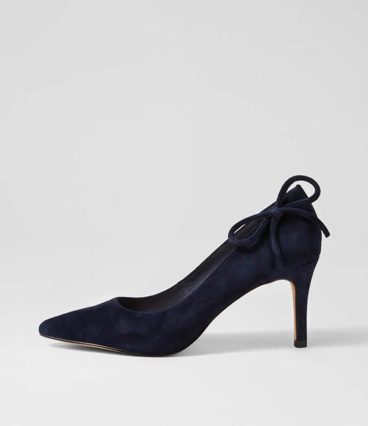 Image of Heels. Productname: Badere Navy Suede Heels in Navy colour by brand - MIDAS