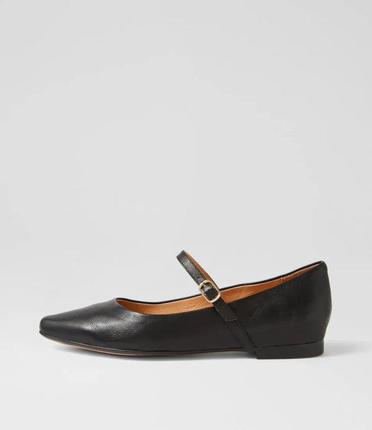 Image of Footwear. Productname: Sarro Black Leather Flat Shoes in BLACK colour by brand - MIDAS