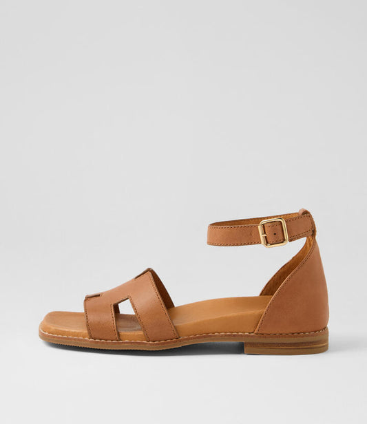 Image of Sandals. Productname: Effia Tan Leather Sandals in TAN colour by brand - MIDAS