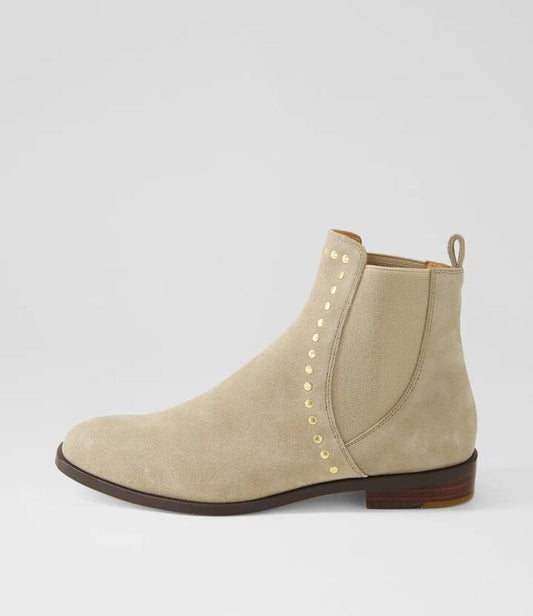 Image of Boots. Productname: Wildest Taupe Dark Brown Suede Chelsea Boots in TAUPE-DK BROWN HEEL colour by brand - MOLLINI
