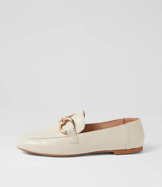 Image of Flats. Productname: Nellah Cream Leather Loafers in CREAM colour by brand - MIDAS
