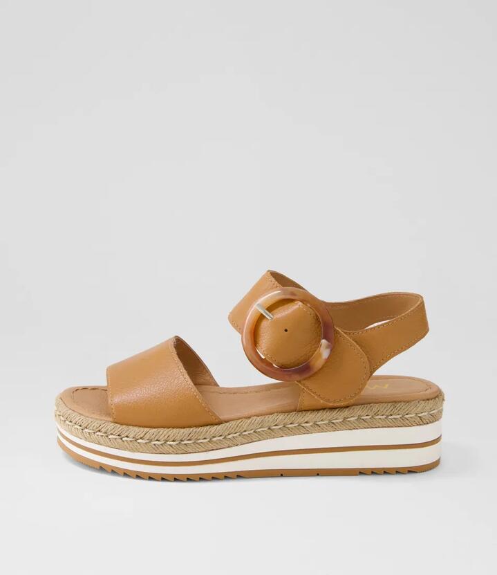 Image of Sandals. Productname: Aubbie Dark Tan Leather Sandals in DK TAN colour by brand - MIDAS