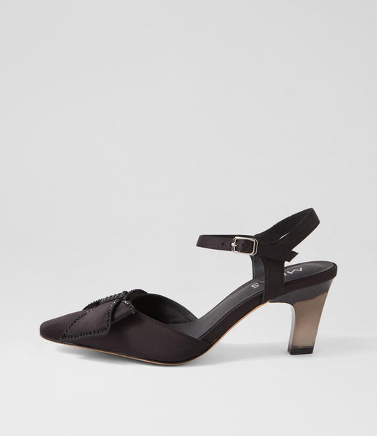 Image of Heels. Productname: Fenta Black Jewels Satin Heels in BLACK-BLACK JEWELS colour by brand - MIDAS