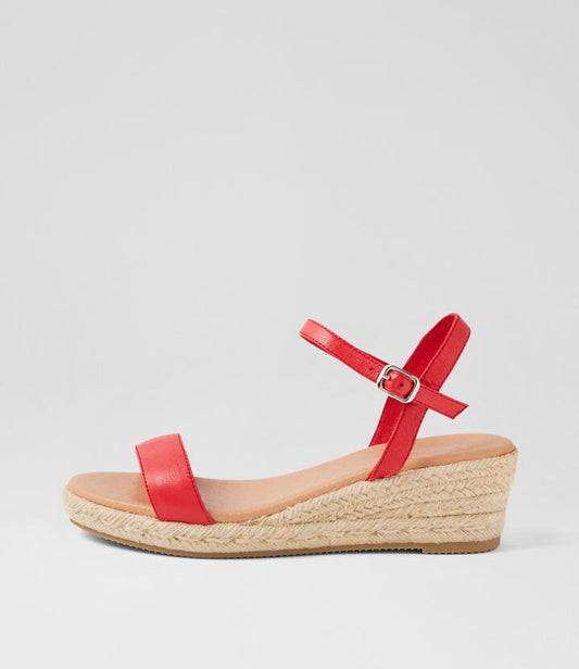 Image of Sandals. Productname: Sofi Red Natural Rope Leather Sandals in RED-NATURAL ROPE colour by brand - MIDAS