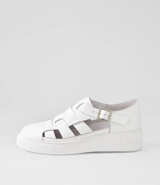Image of Sneakers. Productname: Yattel White Leather Sneakers in WHITE-WHITE SOLE colour by brand - MIDAS