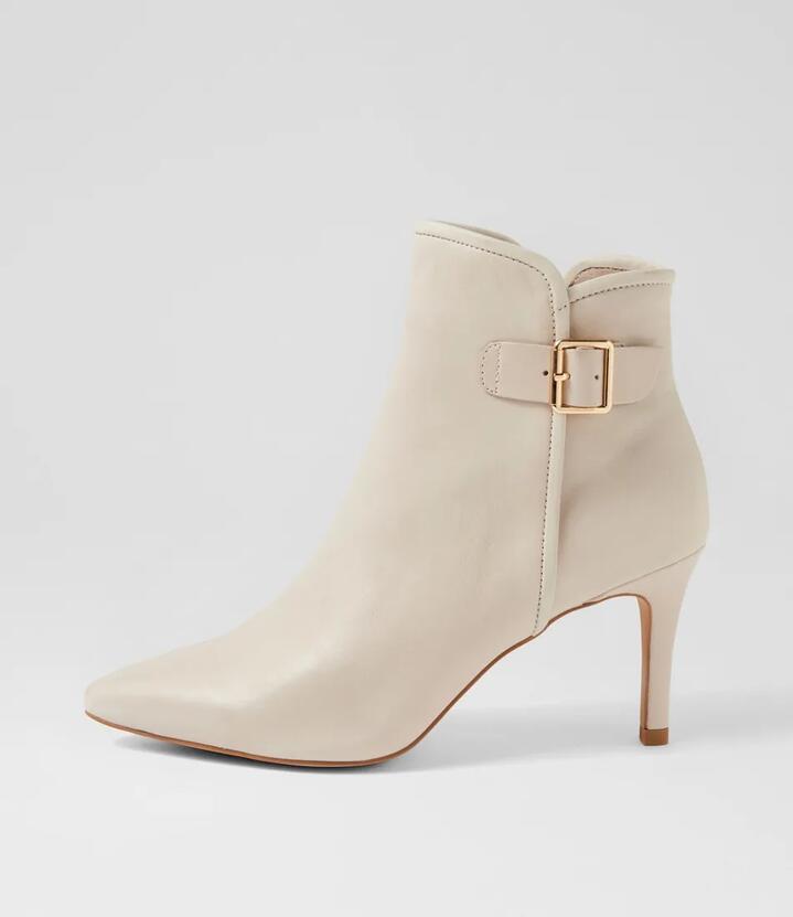 Image of Boots. Productname: Badal Almond Leather Ankle Boots in Almond colour by brand - MIDAS
