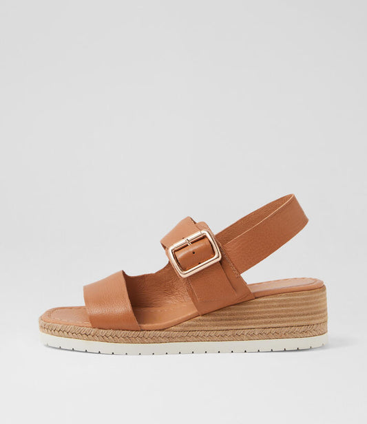 Image of Sandals. Productname: Issy Dark Tan Leather Sandals in DK TAN colour by brand - MIDAS