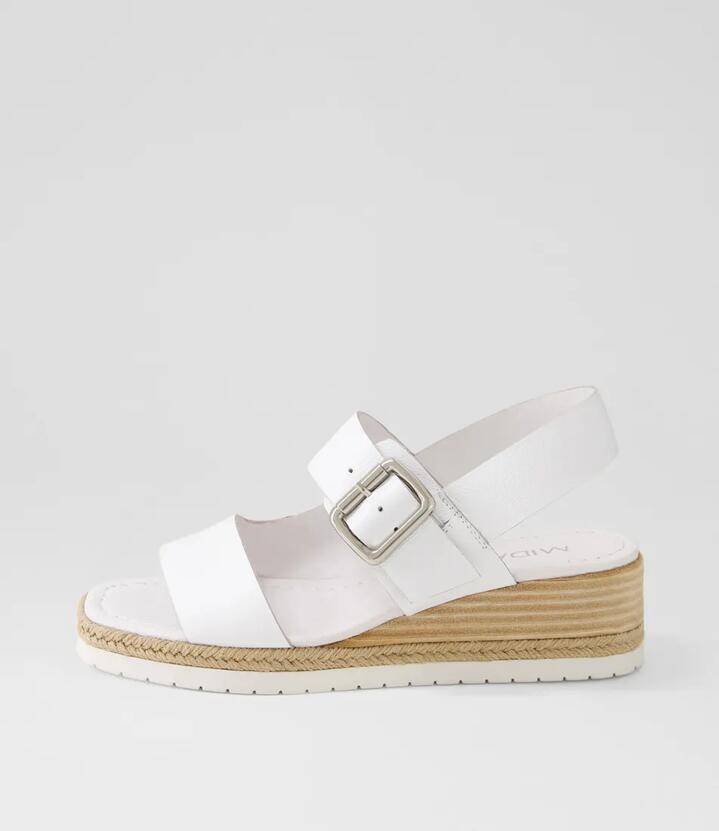 Image of Sandals. Productname: Issy White Leather Sandals in WHITE colour by brand - MIDAS