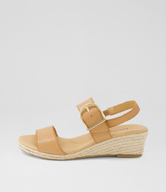 Image of Sandals. Productname: Honey Dark Tan Leather Sandals in DK TAN colour by brand - MIDAS