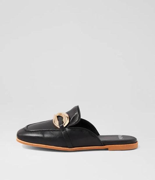 Image of Slippers. Productname: Niami Mo Black Natural Sole Leather Black Natural Sole in BLACK-NATURAL SOLE colour by brand - MOLLINI