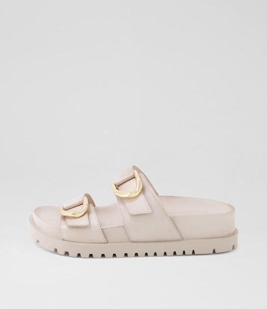 Image of Slippers. Productname: Ully Nougat Leather Slides in NOUGAT-NOUGAT SOLE colour by brand - MIDAS