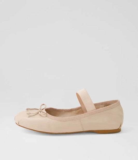 Image of Footwear. Productname: Aylay Nude Leather Ballet Flats in NUDE colour by brand - MIDAS