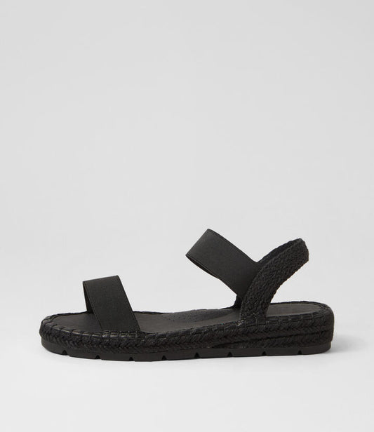 Image of Sandals. Productname: Lissy Black Elastic Sandals in BLACK-BLACK SOLE colour by brand - MIDAS