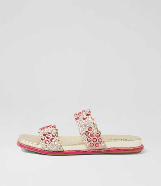 Image of Slippers. Productname: Yenner Pink Gold Multi Slides in PINK&GOLD colour by brand - MIDAS