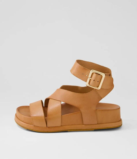 Image of Sandals. Productname: Greyes Dark Tan Leather Sandals in DK TAN colour by brand - MIDAS
