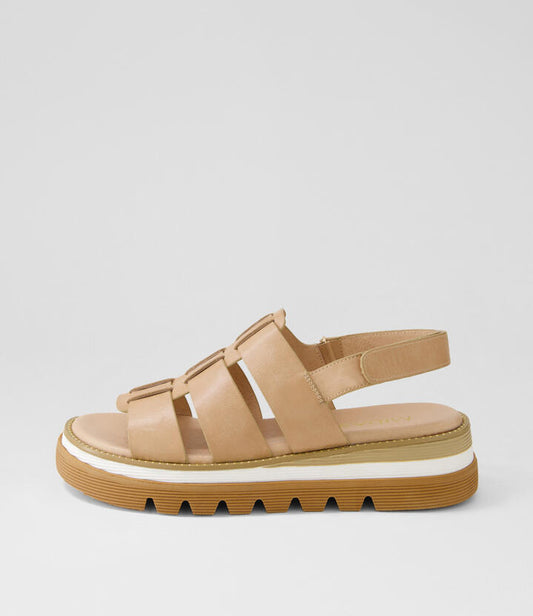 Image of Sandals. Productname: Syah Cappucino Leather Sandals in CAPPUCINO colour by brand - MIDAS