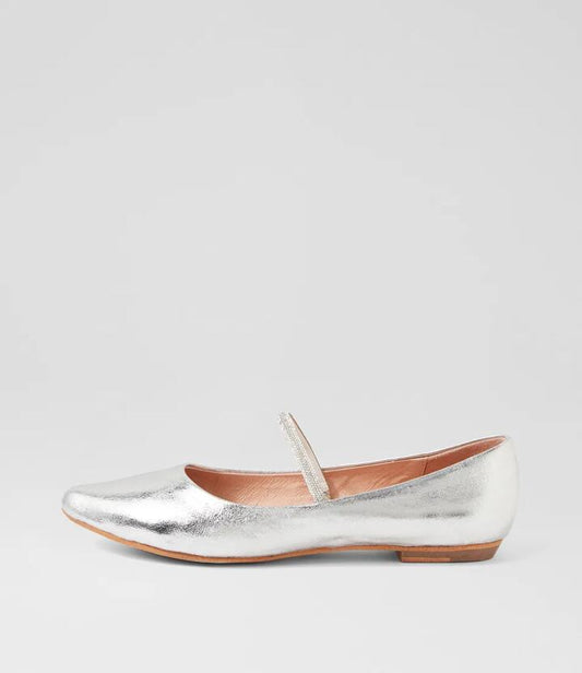 Image of Flats. Productname: Glim Silver Crack Leather Jewels Flats in SILVER CRACK-SILVER colour by brand - MOLLINI