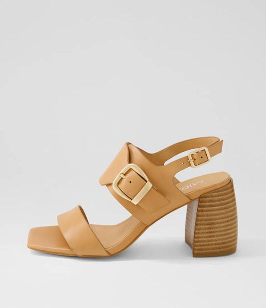 Image of Sandals. Productname: Tobiah Camel Natural Leather Sandals in CAMEL-NATURAL HEEL colour by brand - MIDAS