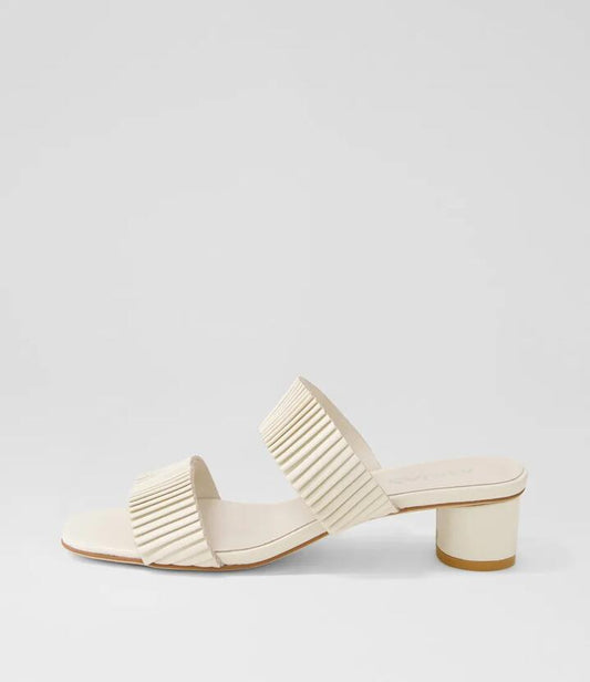Image of Sandals. Productname: Hossy Ivory Leather Sandals in IVORY colour by brand - MIDAS