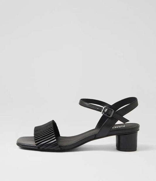 Image of Sandals. Productname: Hemna Black Leather Sandals in BLACK colour by brand - MIDAS