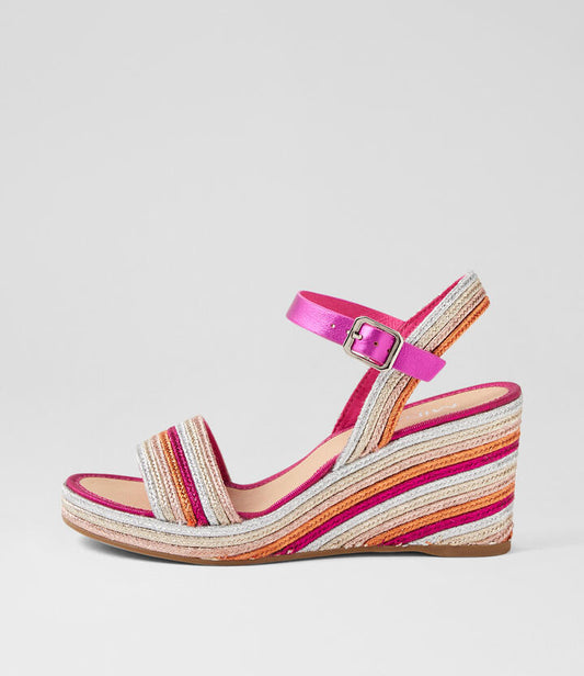 Image of Sandals. Productname: Pattrika Pink Multi Sandals in PINK colour by brand - MIDAS