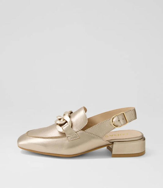 Image of Heels. Productname: Vebroys Champagne Leather Heels in CHAMPAGNE colour by brand - MIDAS