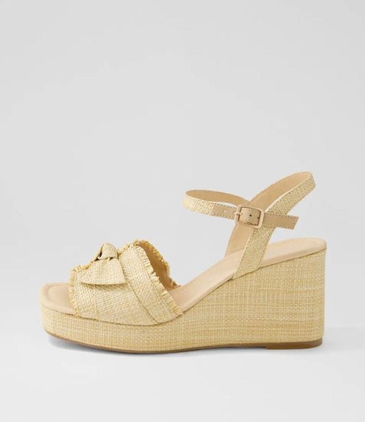 Image of Sandals. Productname: Cajul Natural Synthetic Raffia Sandals in NATURAL colour by brand - MIDAS