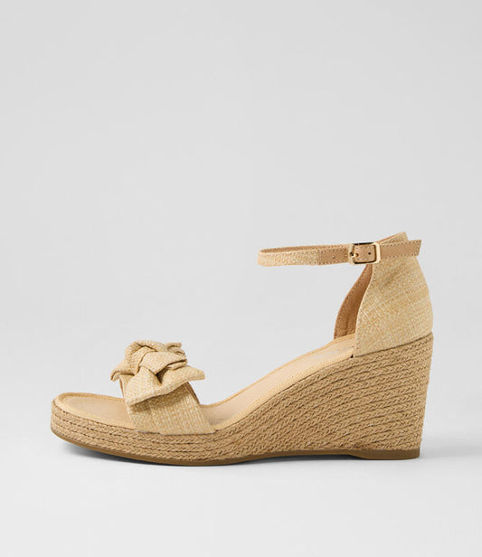 Image of Sandals. Productname: Pemmos Natural Synthetic Raffia Sandals in NATURAL colour by brand - MIDAS