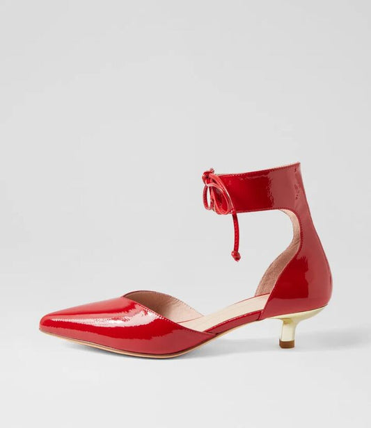Image of Heels. Productname: Ciena Red Gold Patent Leather Heels in RED-GOLD HEEL colour by brand - MOLLINI