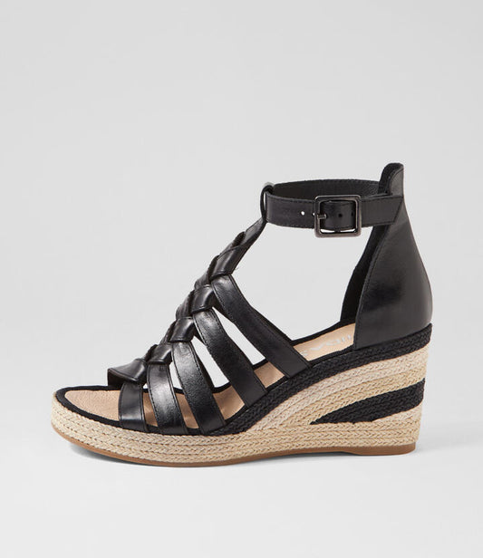 Image of Sandals. Productname: Palame Black Multi Leather Sandals in BLACK-BLACK MULTI colour by brand - MIDAS