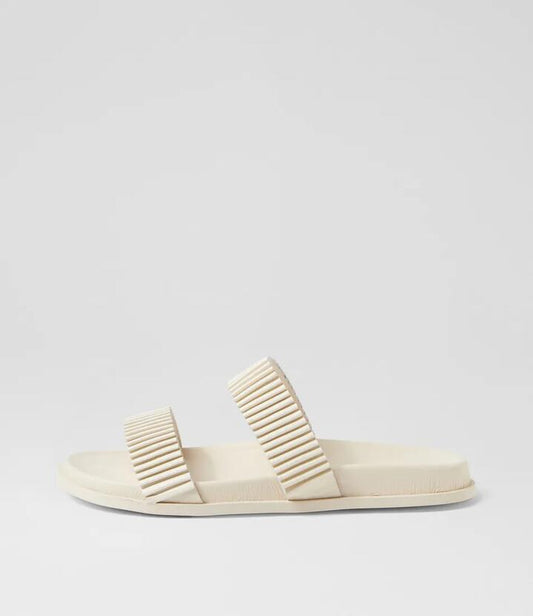 Image of Slippers. Productname: Tapel Ivory Leather Slides in IVORY colour by brand - MIDAS