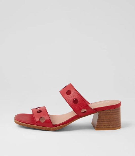 Image of Sandals. Productname: Marriet Red Leather Sandals in RED colour by brand - MIDAS