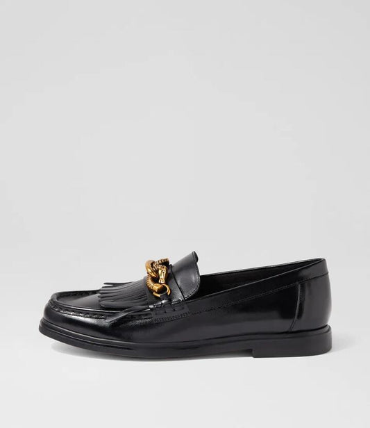 Image of Flats. Productname: Grin Black Shine Leather Loafers in BLACK colour by brand - MOLLINI