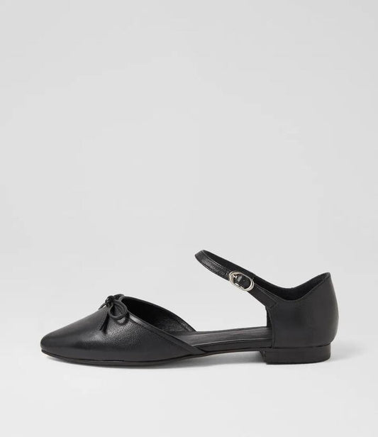 Image of Footwear. Productname: Gemila Black Leather Flat Shoes in BLACK colour by brand - MOLLINI