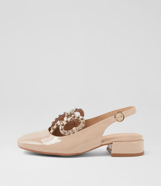 Image of Heels. Productname: Vayows Cafe Patent Leather Heels in CAFE colour by brand - MIDAS